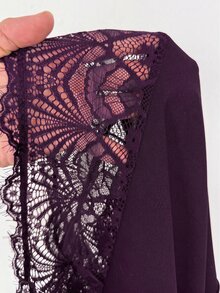Viva Relle Plus Size Women's Dark Purple Lace Off-Shoulder Dress, Party Formal Gown, Cocktail Summer Elegant - Purple - View 6