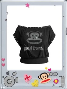 Paul Frank X ROMWE Plus Size Women's Letter Cartoon Rhinestone Casual 90s Anti Social Everyday Vacation Night Out Evening T-Shirt Formal Going Out Black Summer - Black - View 2