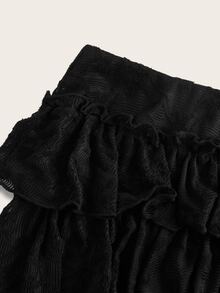 SHEIN ICON Falda corta por delante y larga por detrás con volantes de encaje de ultra bajo corte - Negro - Ver 5