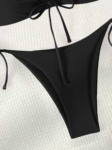 Swim Basics Bañador bikini bandeau con cordón lateral con cordón - Negro - Ver 6