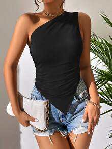 SHEIN Cute Cold Shoulder Casual Versatile Fashion Women Top - Black - View 3