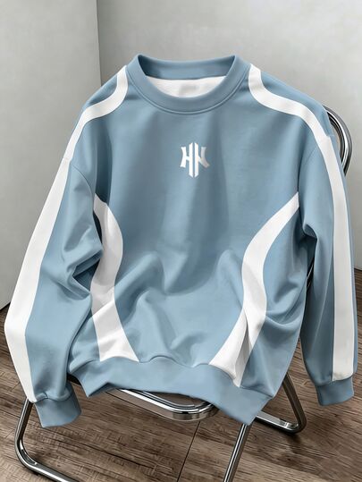 Daypath Men's Letter Print Crew Neck Long Sleeve Casual Pullover Sweatshirt