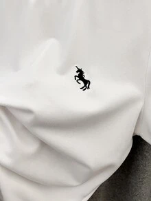 GlowEve 4件組女款白色刺繡圓領短袖修身短版T恤，獨角獸Logo夏季休閒日常度假辦公穿搭 - 彩色 - 查看 5