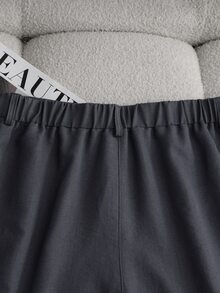 Franclia Women's Plus Size Denim Effect Comfortable New Fabric Shorts, Casual Soft Form Commute Loose Fit With Pockets, Textured Versatile Elegant Black Summer - Dark Grey - View 4