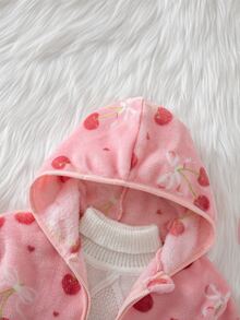 SHEIN 女童全印花連帽拉鍊休閒日常長袖秋季夾克 - 粉色 - 查看 6