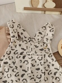 SHEIN Vintaside Kids Baby Girls Jumpsuits 1st Birthday Family Matching First Birthday Khaki Beige Autumn Casual Cute Funny Kawaii - Khaki - View 7