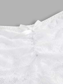 SHEIN ICON Top corto transparente con cordón, lazo decorativo y espalda descubierta - Blanco - Ver 4