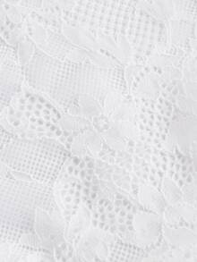 SHEIN ICON Top corto transparente con cordón, lazo decorativo y espalda descubierta - Blanco - Ver 3