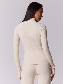 Musera Sport 塑形长袖拉链运动外套健身服无缝修身收腰弹力板式普拉提健身沙漠跑者瑜伽日常休闲 - 奶油色 - 查看 5