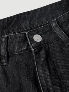 Sweetra Beaded Detail Wide Leg Jeans Nightout Black Autumn Streetwear Casual - Black - View 4