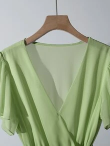 GlowEve New Arrival Spring/Summer Elegant Flowing Chiffon Dress For Women - Green - View 3