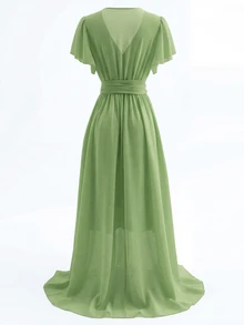 GlowEve New Arrival Spring/Summer Elegant Flowing Chiffon Dress For Women - Green - View 2