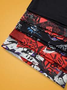 Notgurli Transformers X SHEIN 5pcs/Pack Retro Manga Style Men's Boxer Briefs - Multicolor - View 5
