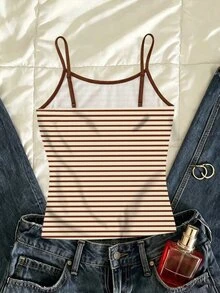 SHEIN Teen Girl 3pcs Pieces Set Casual Slim Fit Camisole Top, Suitable For Spring, Summer, Autumn, Winter - Multicolor - View 7