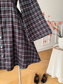 Comfortcana Plus Size Women's Plaid Pleated Casual Daily Summer Dress - Multicolor - View 6
