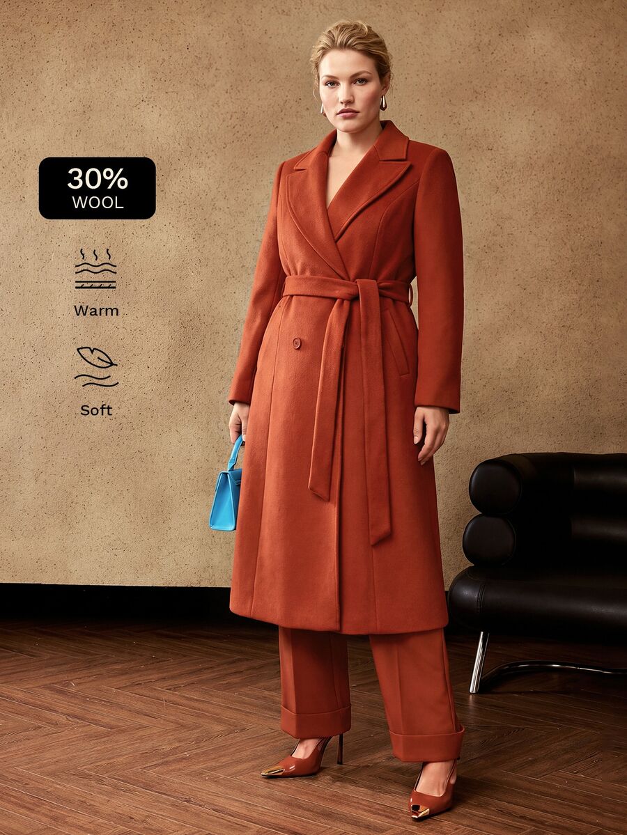 MOTF PREMIUM PLUS AUTUMN/WINTER WOOL FITTTED BETED OVERCHEAT - Burnt Orange - View 1