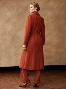 MOTF PREMIUM PLUS AUTUMN/WINTER WOOL FITTTED BETED OVERCHEAT - Burnt Orange - View 3