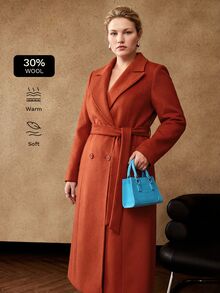 MOTF PREMIUM PLUS AUTUMN/WINTER WOOL FITTTED BETED OVERCHEAT - Burnt Orange - View 4