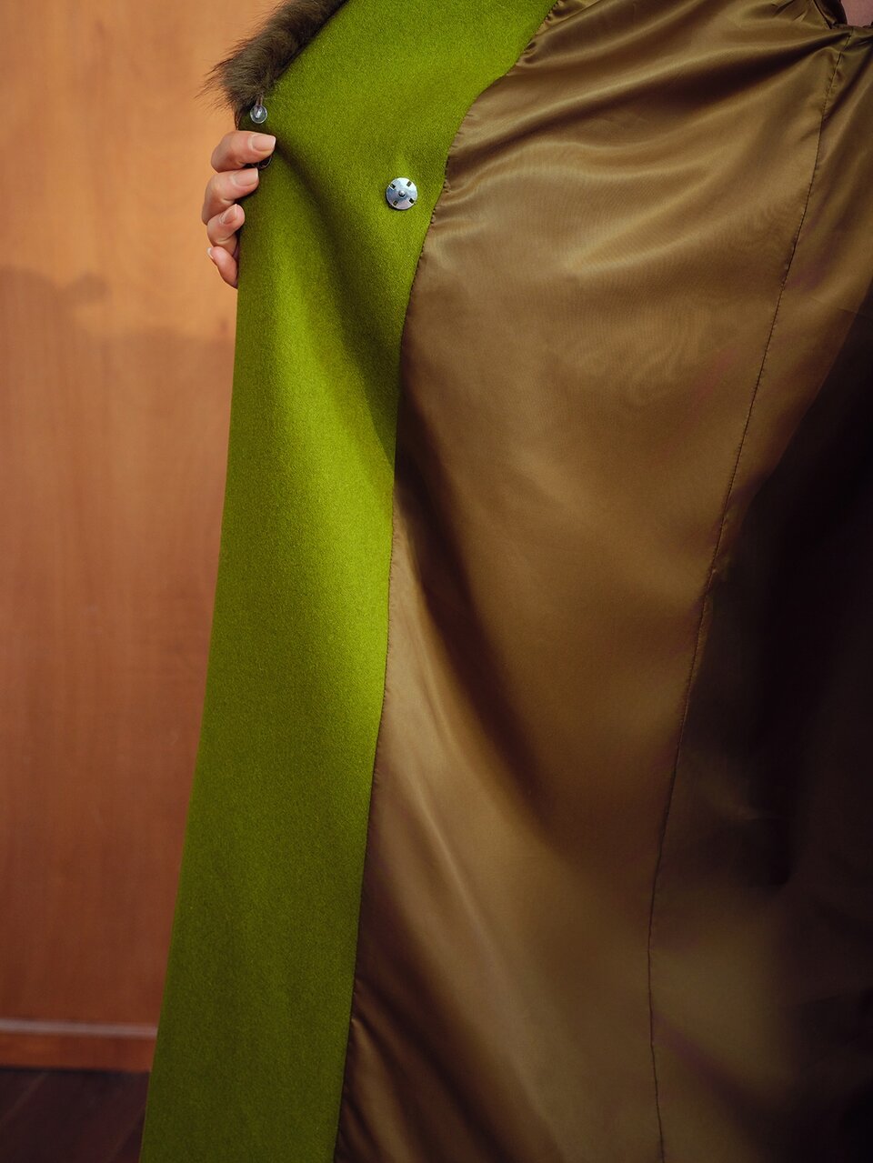 MOTF ELEGANT WOOL BLEND TWEED & FAUX FUR PATCHWORK MID-LENGTH OVERCOAT, AUTUMN/WINTER