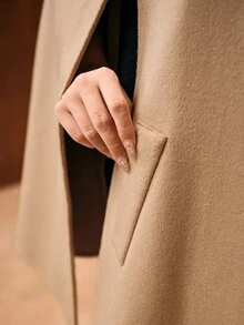 MOTF WOMEN'S WOOL BUTTON SPLIT SLEEVE TWEED JACKET - Apricot - View 8