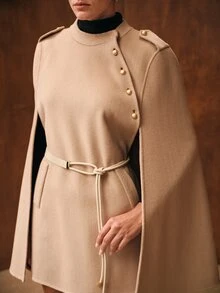 MOTF WOMEN'S WOOL BUTTON SPLIT SLEEVE TWEED JACKET - Apricot - View 5
