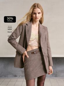 MOTF PREMIUM 法式復古女款冬季新款 A 字高腰裙 - 咖啡棕 - 查看 3