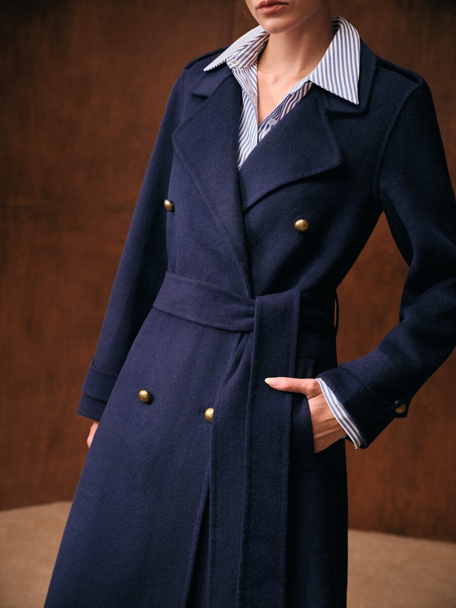 MOTF WOMEN'S NOTCHED LAPEL DOUBLE-BREASTED OVERCOAT - Royal Blue - View 2