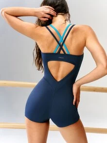 VARSIVA Women's Solid Color Casual Daily Travel Sports Romper - Multicolor - View 8