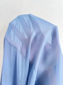 Viva Relle 大尺碼女款春夏優雅浪漫派對婚禮賓客輕便晚禮服伴娘裙細肩帶抹胸收腰雪紡飄逸荷葉邊高開衩洋裝 - 藍色 - 查看 5