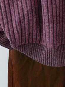 EMERY ROSE Women's Plus Size Ribbed Long Sleeve Casual Hooded Sweatshirt, Autumn/Winter Casual Top Fall - Purple - View 4