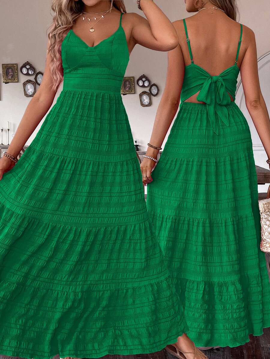 Breezaya Women's Green Summer Boho Holiday Vacation Holiday Dress ...