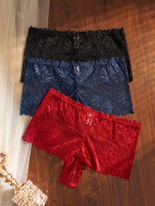 Divavoom 女款大尺碼性感蕾絲內褲 3件組 - 彩色 - 查看 2