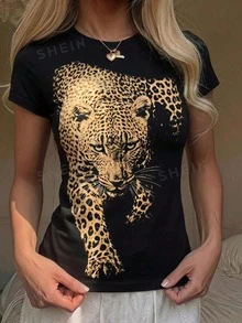 Kaos Remaja Perempuan Slim Fit Kasual Minimalis Nyaman Kerah Bulat Ketat Lengan Panjang Pendek Cocok untuk Musim Panas - MultiWarna - View 2