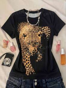 Kaos Remaja Perempuan Slim Fit Kasual Minimalis Nyaman Kerah Bulat Ketat Lengan Panjang Pendek Cocok untuk Musim Panas - MultiWarna - View 5