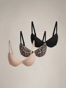 DreamPoppy 3pcs Smooth Seamless Bras With Underwire Support, Minimalist Comfortable Daily Wear - Multicolor - View 2