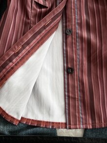 Elamini 秋季辣妹通勤條紋領口收腰襯衫附領結 - 棕色 - 查看 8