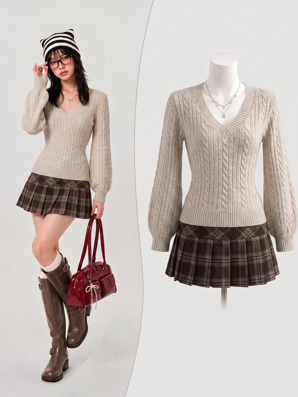 Elamini Women's Sexy Fashion Top, Versatile Daily Elegant Cute Sweet Sweater, Casual Everyday Wear
