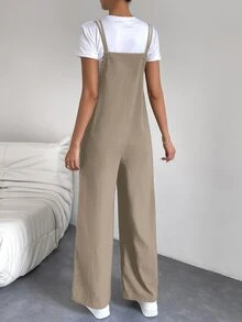 Breezaya Women's Casual Jumpsuit With Adjustable Straps, Suitable For Office, School, And All Seasons - Khaki - View 2