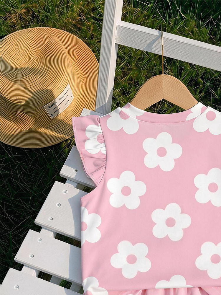 Baby Girl Casual Fashion Cute Flutter Sleeve Round Neck Top, Suitable For Spring And Summer - Multicolor - View 4