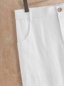 COMVAIL Men's Plus Size Casual Versatile Solid Color Pants - White - View 5