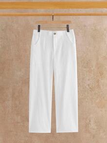 COMVAIL Men's Plus Size Casual Versatile Solid Color Pants - White - View 2
