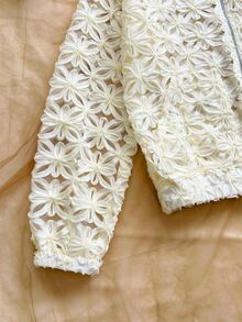 Soleia Jaket Kardigan Kasual Motif Bunga 3D Musim Gugur/Dingin - Aprikot - View 7
