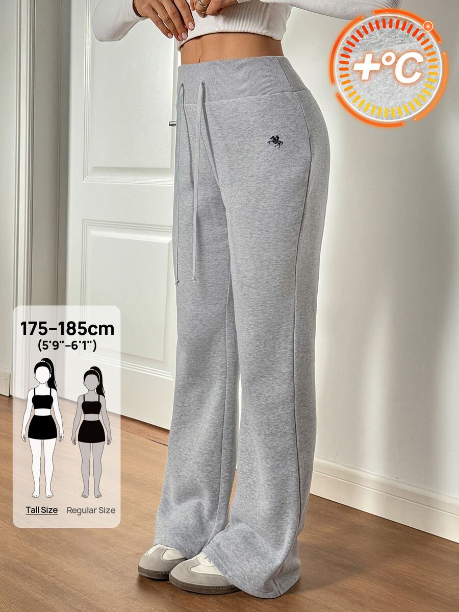 SHEIN Tall 女款刺繡喇叭褲,時尚設計,適合夏季與秋季 - 灰色 - 查看 1