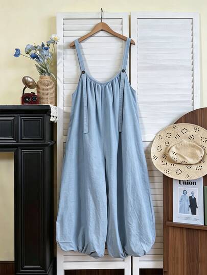 SHEIN Holidaya New Summer Khaki Women's Jumpsuit, Women's Summer Outfit, Women's Summer Khaki Jumpsuit, Women's Casual Outfit, Casual Jumpsuit, Women's Beach Outfit, Women's Beach Jumpsuit, Women's Vacation Outfit, Women's Vacation Khaki Jumpsuit, Women's Beach Outfit Jumpsuit, Women's Wearable Jumpsuit, Women's Khaki Jumpsuit