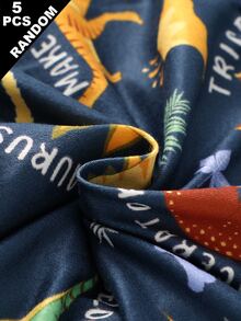 Random 5Pcs Young Boy Dinosaur Print Cartoon Boxer Briefs Kids Underwear Autumn Fall - Multicolor - View 4