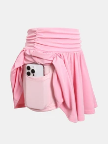 SHEIN Tween女孩粉色羅紋抓皺長袖上衣與百褶裙兩件套，圓領短袖抓皺短版上衣與高腰百褶裙，親膚彈性羅紋面料，甜美女孩風童裝，日常穿著校園穿搭，獨特設計四季兒童套裝 - 粉色 - 查看 8