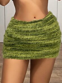 SHEIN ICON Vintage American Mermaid Bodycon Sexy Mini Skirt - Green - View 1