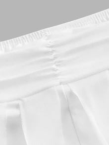 SHEIN ICON Falda negra de mujer con sobrefalda de malla, volantes asimétricos y abertura alta - Blanco - Ver 5