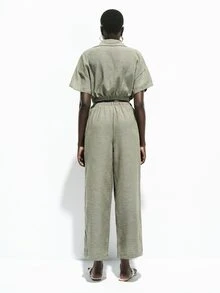 SHEIN Women's Elegant Striped Shirt And Pants Set, Suitable For Summer Vacation And Outdoor Wear - Green - View 8