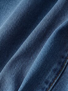 Balvessa Jumpsuit Denim Wanita Kasual dengan Kancing Depan dan Saku, Potongan Kaki Lebar - Biru - View 3